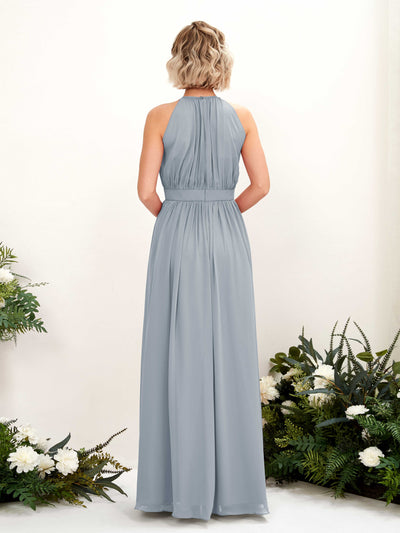 Carlyna Eden A-Line Dusty Blue-Upgrade Bridesmaid Dress Maxi Sleeveless Round Neck Dress Back View #color_dusty-blue-upgrade