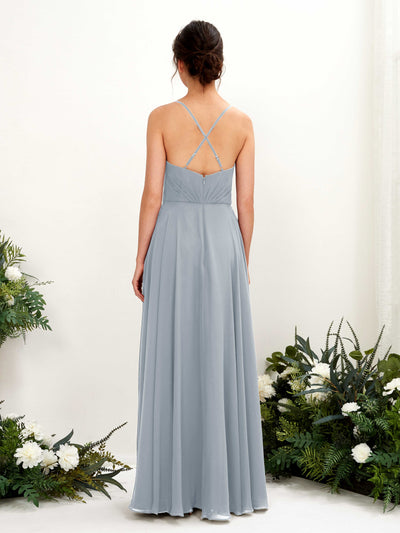 Carlyna Naura A-Line Dusty Blue-Upgrade Bridesmaid Dress Maxi Sleeveless V-Neck Dress Back View #color_dusty-blue-upgrade