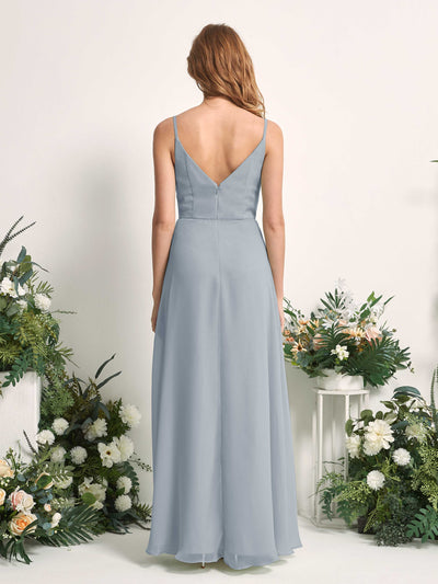 Carlyna Hannah A-Line Dusty Blue-Upgrade Bridesmaid Dress Maxi Sleeveless Sweetheart Dress Back View #color_dusty-blue-upgrade