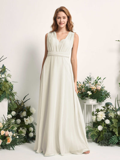 Carlyna Carolyn Convertible Ivory Bridesmaid Dress Maxi Sleeveless Sweetheart Dress Side View 3 #color_ivory