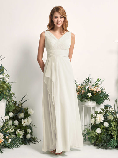 Carlyna Mollie A-Line Ivory Bridesmaid Dress Maxi Sleeveless V-Neck Dress Side View 2 #color_ivory