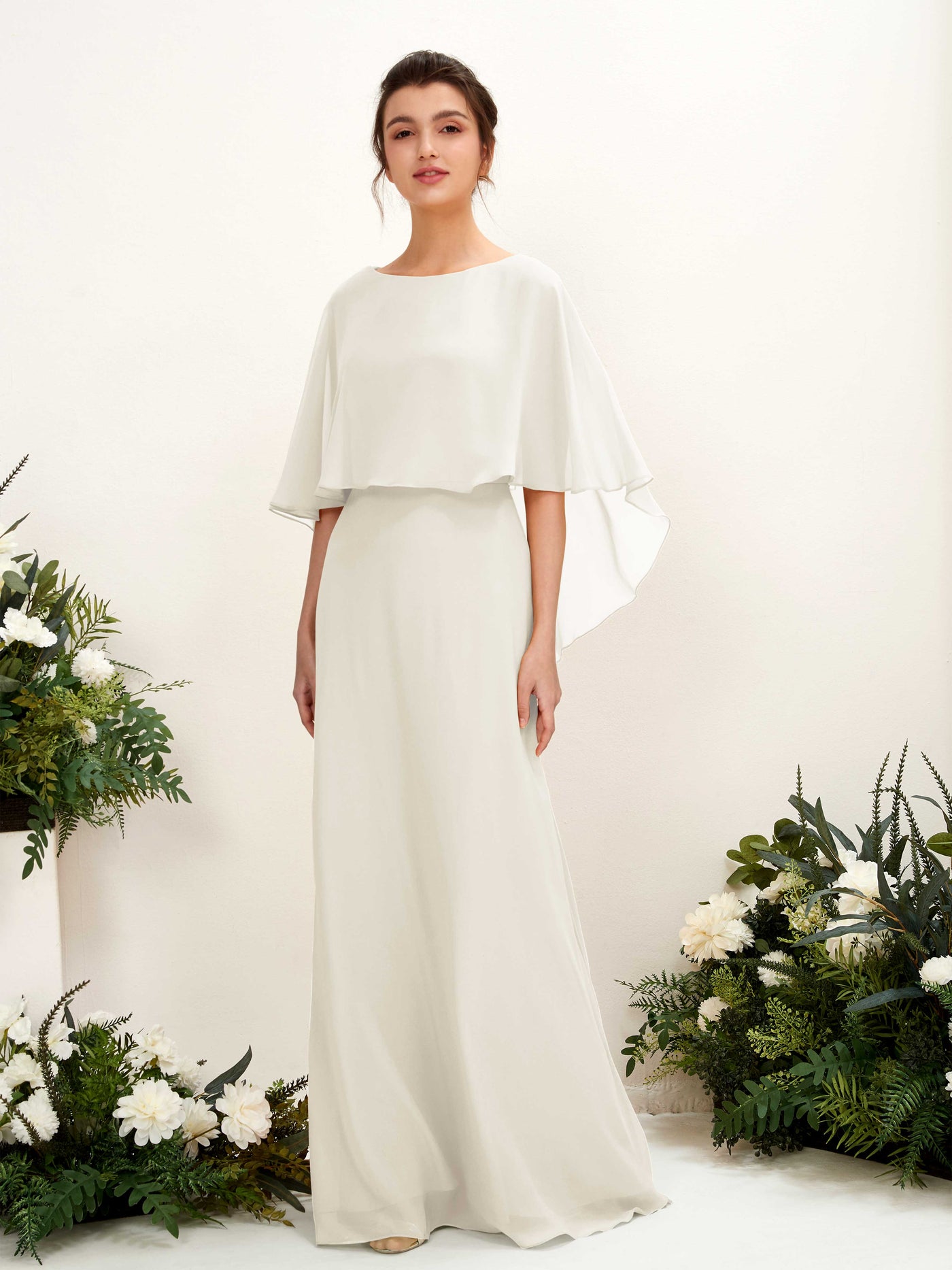 Ivory Bridesmaid Dresses Bridesmaid Dress A-line Chiffon Bateau Full Length Sleeveless Wedding Party Dress (81222026)#color_ivory