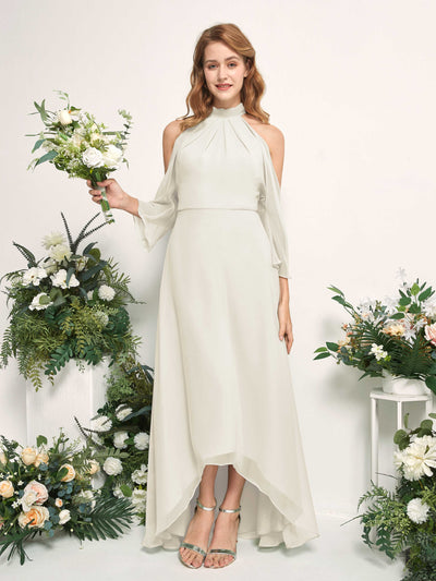 Carlyna Maxine A-Line Ivory Bridesmaid Dress Maxi Sleeveless Round Neck Dress Front View #color_ivory