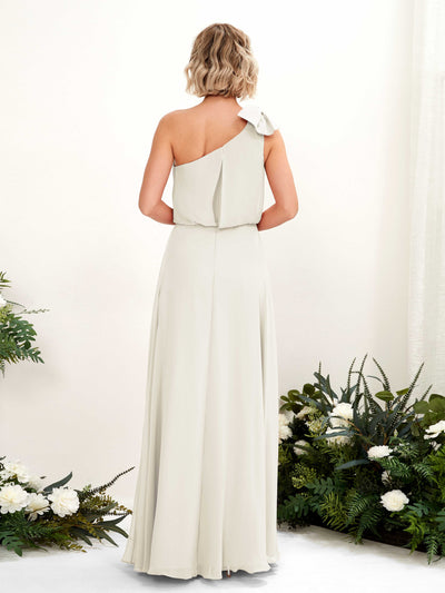 Carlyna Laurel A-Line Ivory Bridesmaid Dress Maxi Sleeveless One Shoulder Dress Back View #color_ivory