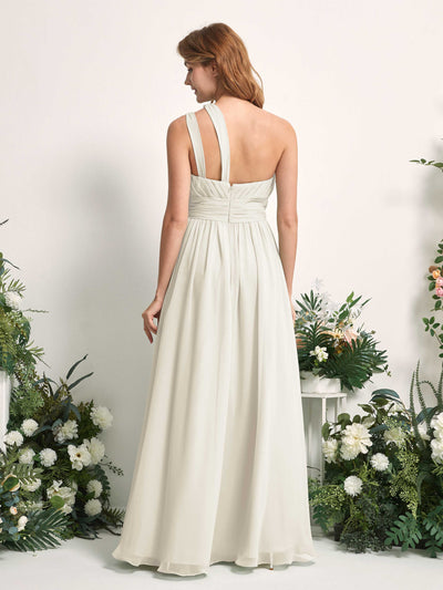 Carlyna Evelyn A-Line Ivory Bridesmaid Dress Maxi Sleeveless One Shoulder Dress Back View #color_ivory