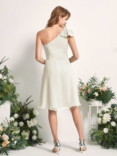 Carlyna Brenda A-Line Ivory Bridesmaid Dress Knee-Length Sleeveless One Shoulder Dress Back View #color_ivory