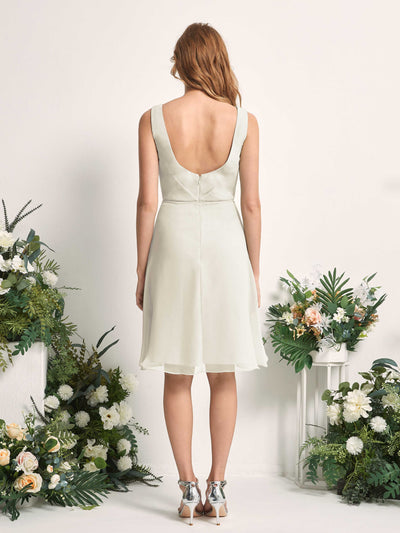 Carlyna Alisha A-Line Ivory Bridesmaid Dress Knee-Length Sleeveless V-Neck Dress Back View #color_ivory