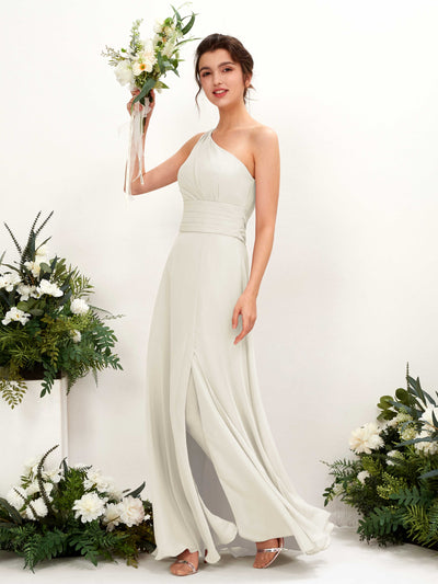 Carlyna Trita Sheath Ivory Bridesmaid Dress Maxi Sleeveless One Shoulder Dress Front View #color_ivory