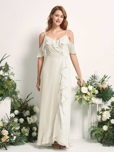 Carlyna Yvette A-Line Ivory Bridesmaid Dress Maxi Sleeveless V-Neck Dress Front View #color_ivory