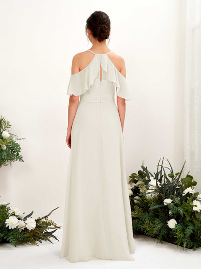 Carlyna Orlane A-Line Ivory Bridesmaid Dress Maxi Sleeveless V-Neck Dress Back View #color_ivory