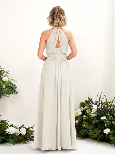 Carlyna Hilda A-Line Ivory Bridesmaid Dress Maxi Sleeveless Round Neck Dress Back View #color_ivory