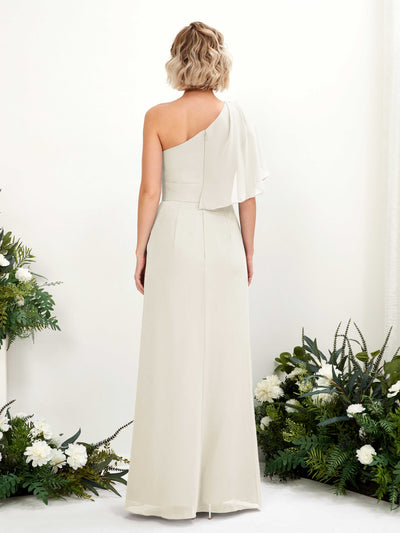Carlyna Brook A-Line Ivory Bridesmaid Dress Maxi Sleeveless One Shoulder Dress Back View #color_ivory
