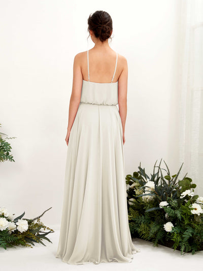 Carlyna Alva A-Line Ivory Bridesmaid Dress Maxi Sleeveless Halter Dress Back View #color_ivory