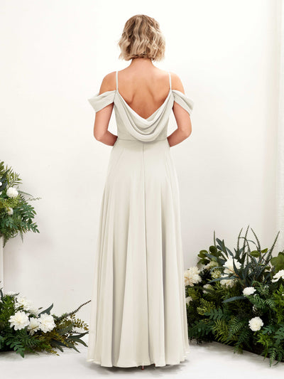 Carlyna Kauku A-Line Ivory Bridesmaid Dress Maxi Sleeveless V-Neck Dress Back View #color_ivory