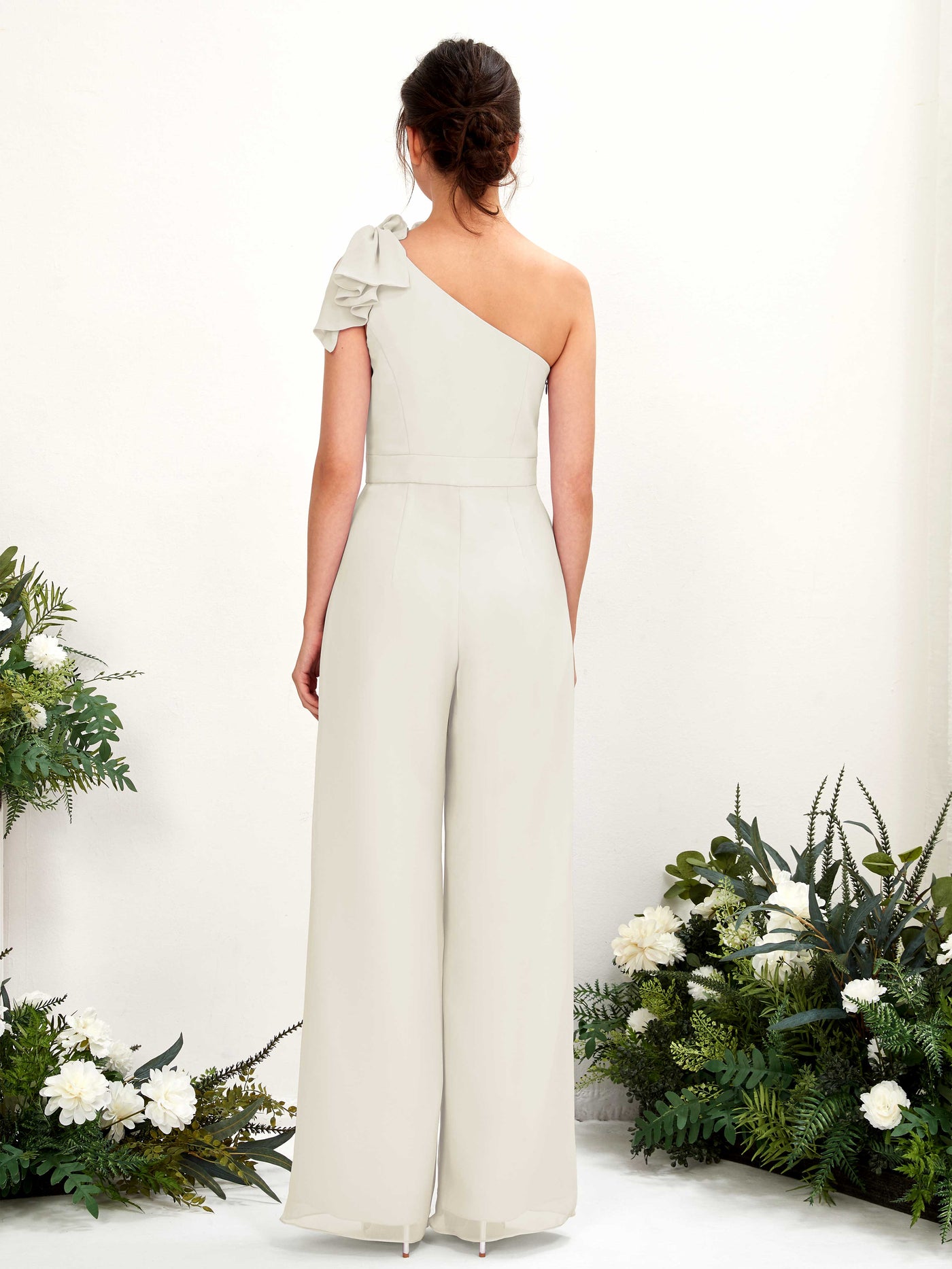 Ivory Bridesmaid Dresses Bridesmaid Dress Chiffon One Shoulder Full Length Sleeveless Wedding Party Dress (81220826)#color_ivory