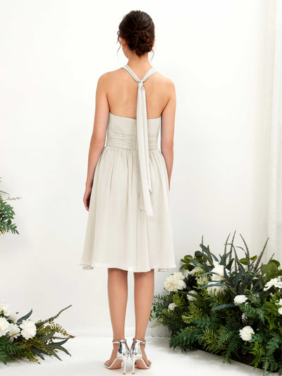 Carlyna Yvonne A-Line Ivory Bridesmaid Dress Knee-Length Sleeveless Round Neck Dress Back View #color_ivory