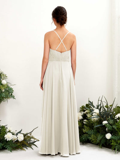 Carlyna Naura A-Line Ivory Bridesmaid Dress Maxi Sleeveless V-Neck Dress Back View #color_ivory