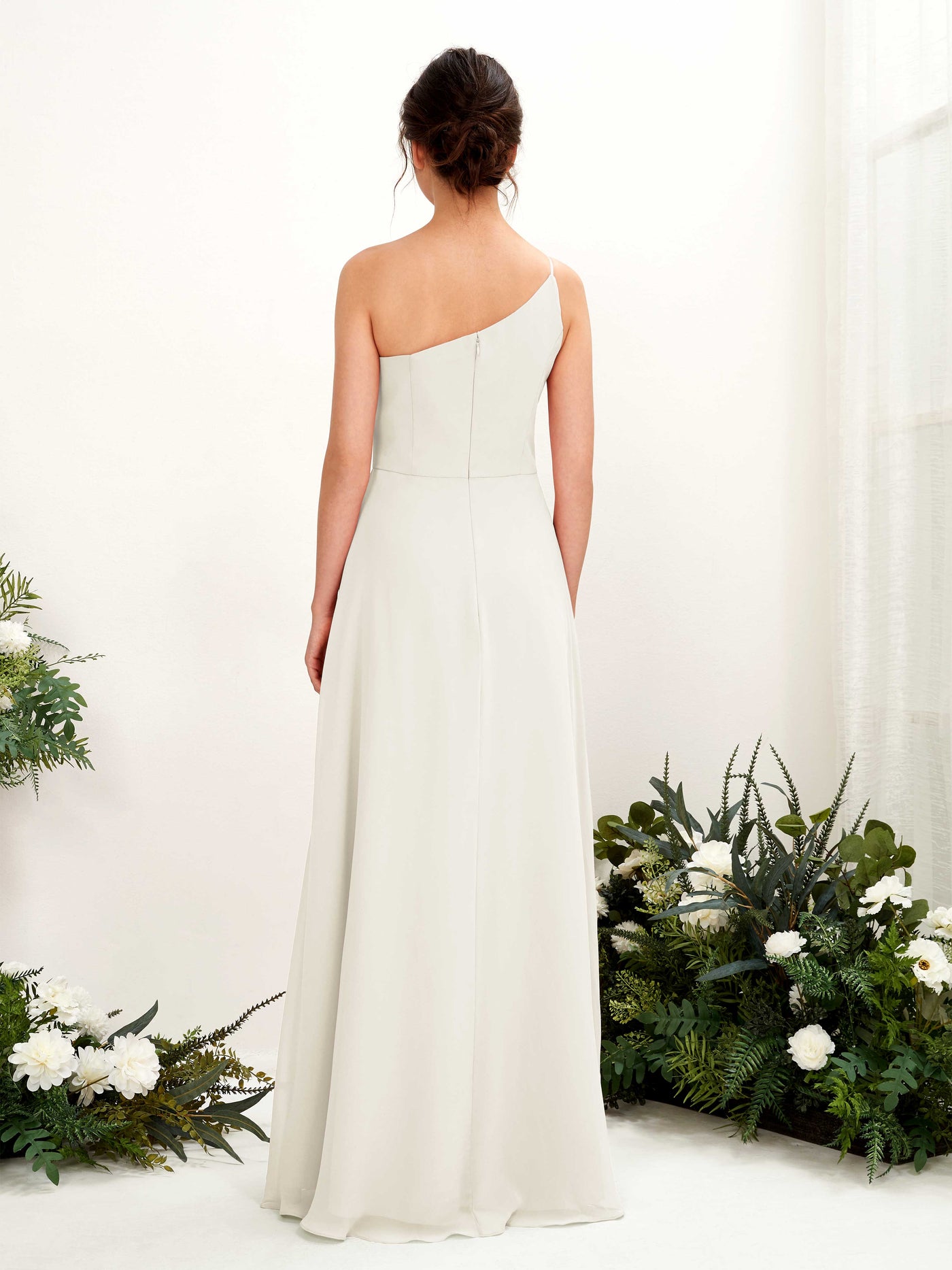 Ivory Bridesmaid Dresses Bridesmaid Dress A-line Chiffon One Shoulder Full Length Sleeveless Wedding Party Dress (81225726)#color_ivory