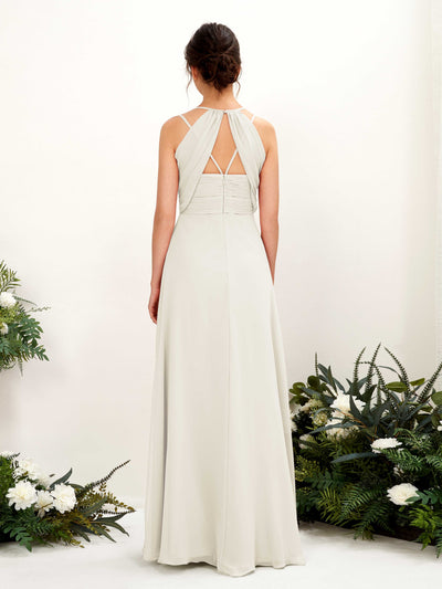 Carlyna Joa A-Line Ivory Bridesmaid Dress Maxi Sleeveless V-Neck Dress Back View #color_ivory