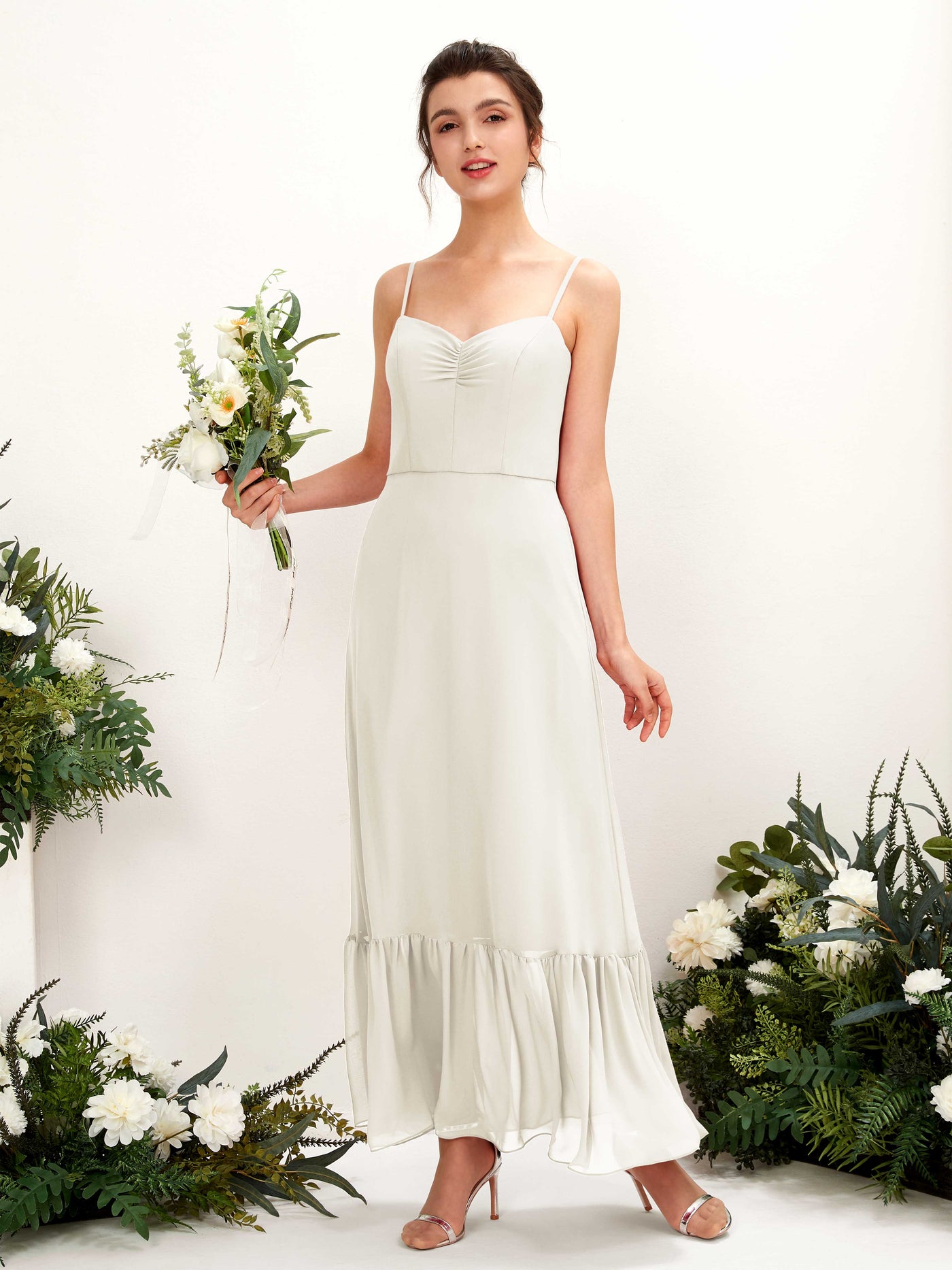 Ivory Bridesmaid Dresses Bridesmaid Dress Chiffon Spaghetti-straps Full Length Sleeveless Wedding Party Dress (81223026)#color_ivory