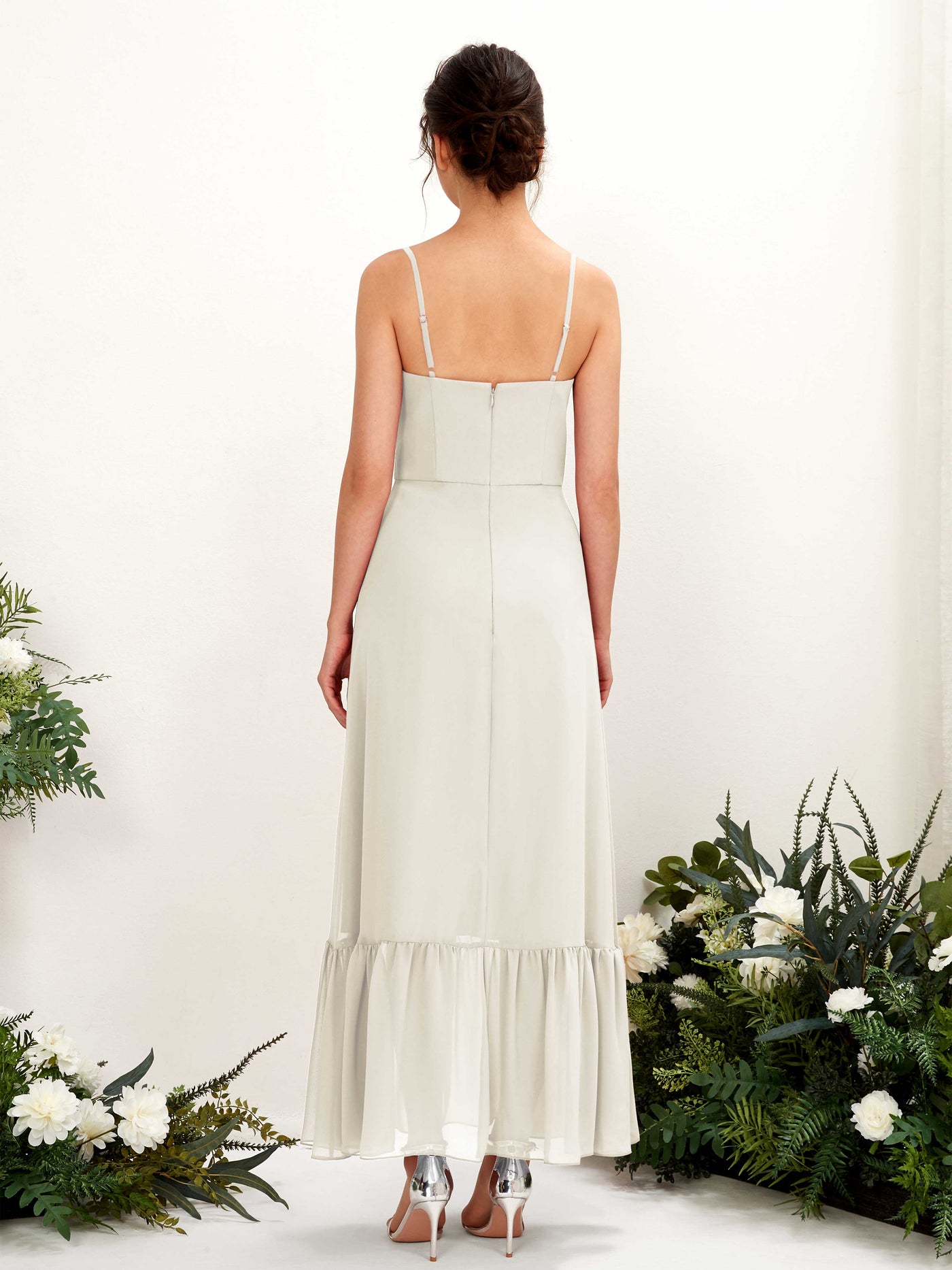 Ivory Bridesmaid Dresses Bridesmaid Dress Chiffon Spaghetti-straps Full Length Sleeveless Wedding Party Dress (81223026)#color_ivory