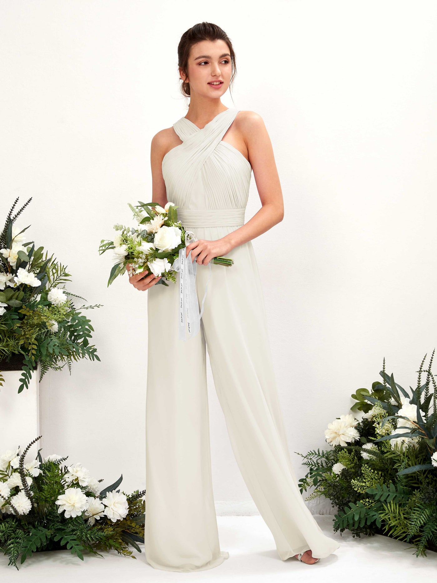 Ivory Bridesmaid Dresses Bridesmaid Dress Chiffon V-neck Full Length Sleeveless Wedding Party Dress (81220726)#color_ivory