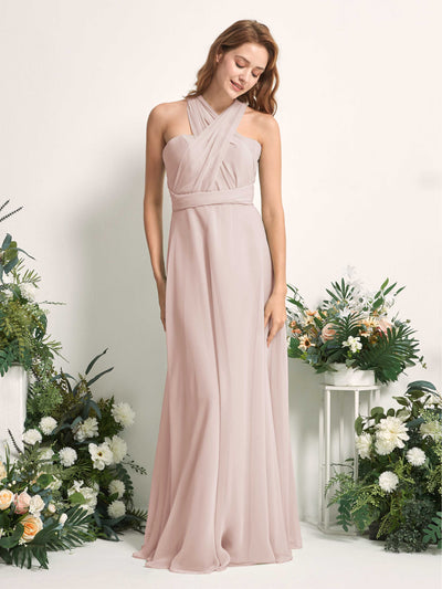 Carlyna Carolyn Convertible Biscotti Bridesmaid Dress Maxi Sleeveless Sweetheart Dress Side View 5 #color_biscotti
