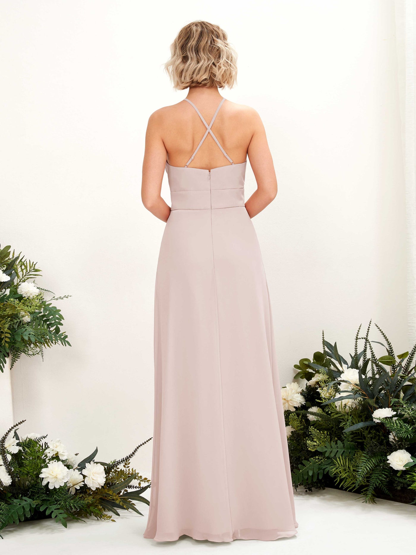 Biscotti Bridesmaid Dresses Bridesmaid Dress A-line Chiffon Halter Full Length Sleeveless Wedding Party Dress (81225235)#color_biscotti