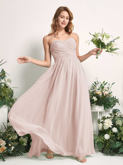Carlyna Elma A-Line Biscotti Bridesmaid Dress Maxi Sleeveless Sweetheart Dress Side View 2 #color_biscotti