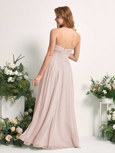 Carlyna Elma A-Line Biscotti Bridesmaid Dress Maxi Sleeveless Sweetheart Dress Back View #color_biscotti