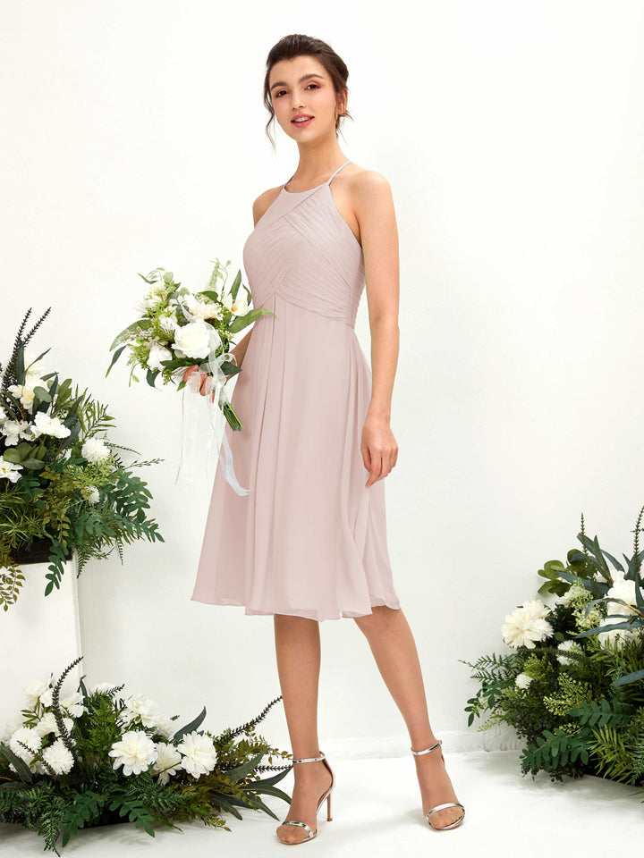 Biscotti Bridesmaid Dresses Bridesmaid Dress A-line Chiffon Halter Knee Length Sleeveless Wedding Party Dress (81220435)