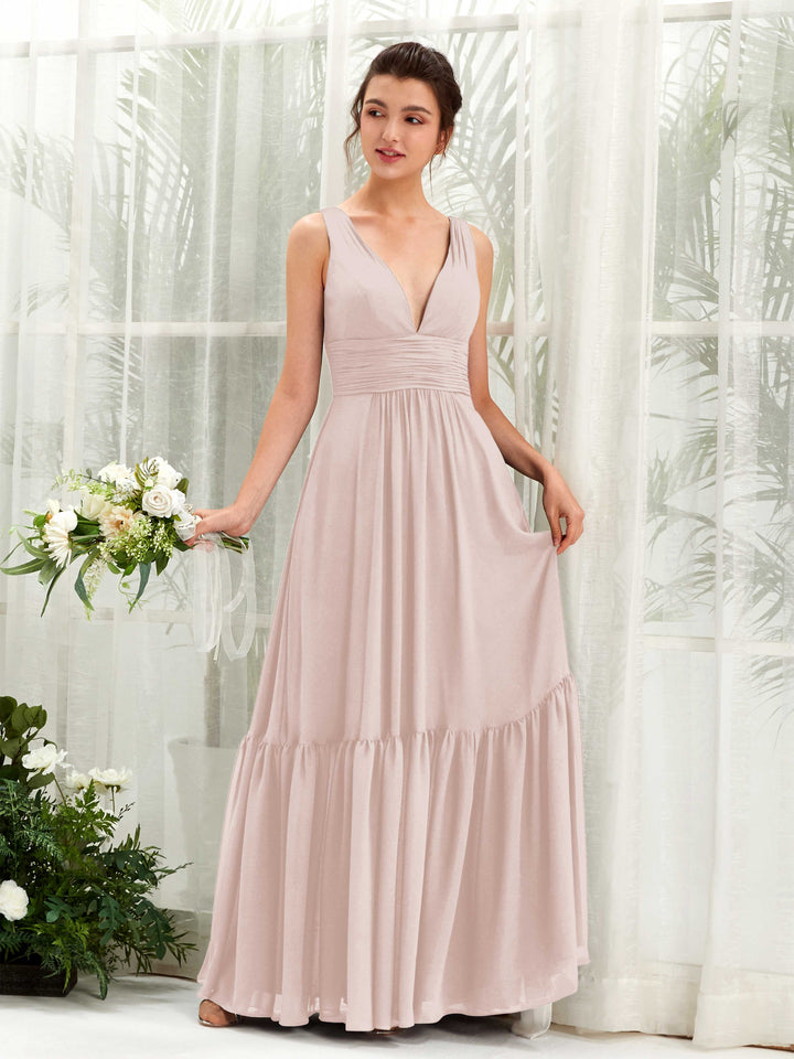 Biscotti Bridesmaid Dresses Bridesmaid Dress A-line Chiffon Straps Full Length Sleeveless Wedding Party Dress (80223735)