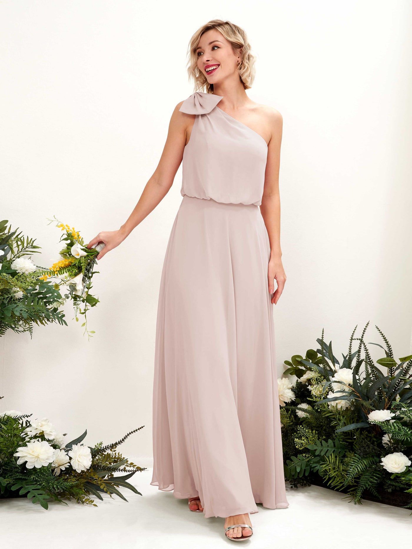 Biscotti Bridesmaid Dresses Bridesmaid Dress A-line Chiffon One Shoulder Full Length Sleeveless Wedding Party Dress (81225535)#color_biscotti