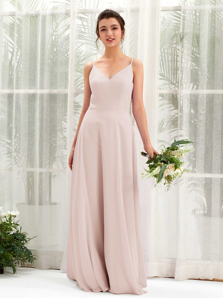 Biscotti Bridesmaid Dresses Bridesmaid Dress A-line Chiffon Spaghetti-straps Full Length Sleeveless Wedding Party Dress (81220635)