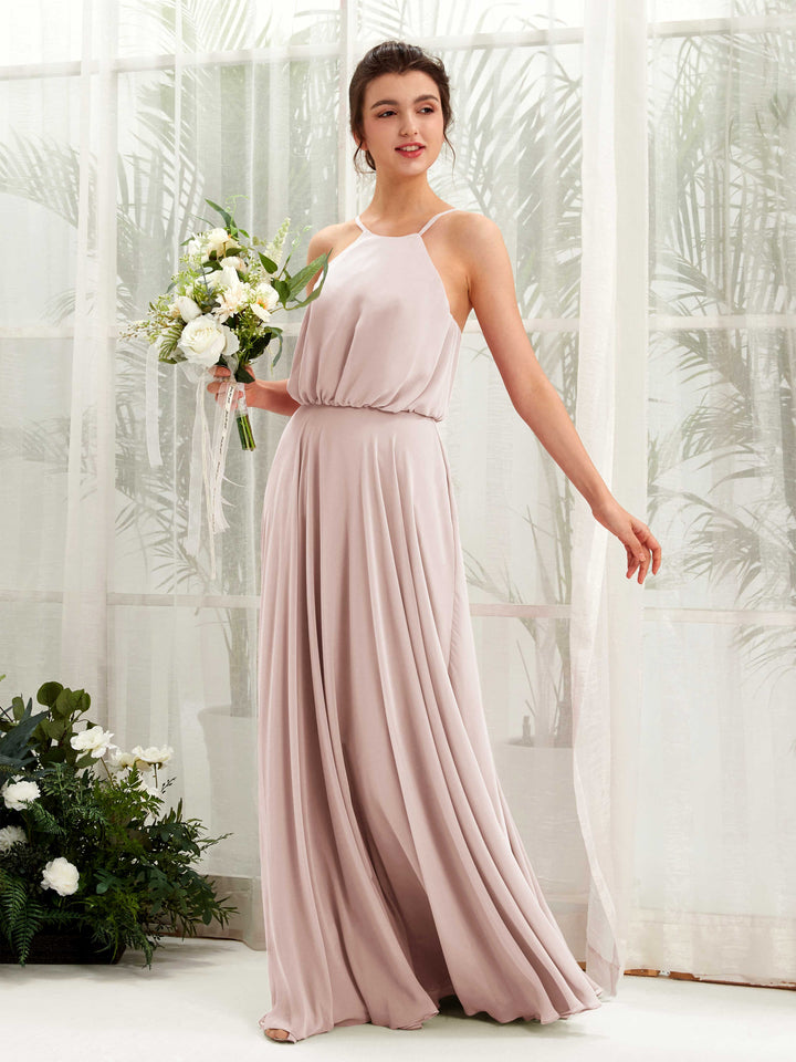 Biscotti Bridesmaid Dresses Bridesmaid Dress Ball Gown Chiffon Halter Full Length Sleeveless Wedding Party Dress (81223435)