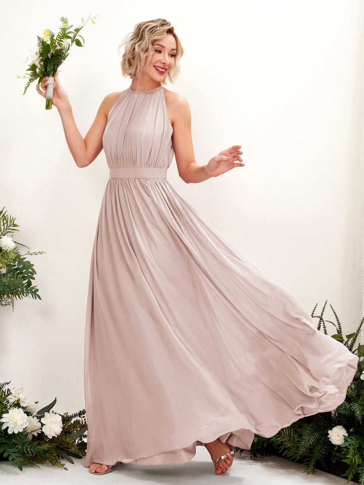 Biscotti Bridesmaid Dresses Bridesmaid Dress A-line Chiffon Halter Full Length Sleeveless Wedding Party Dress (81223135)