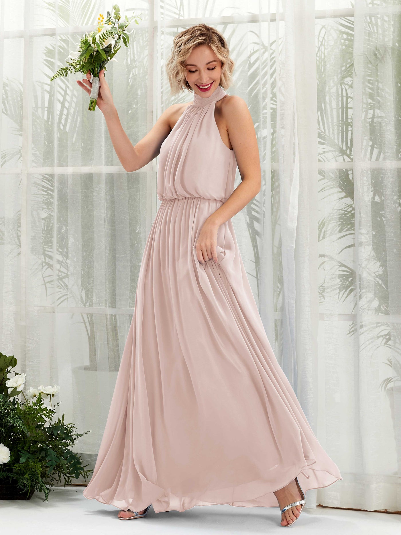 Ivory Chiffon Bridesmaid Dress A-Line Floor-Length