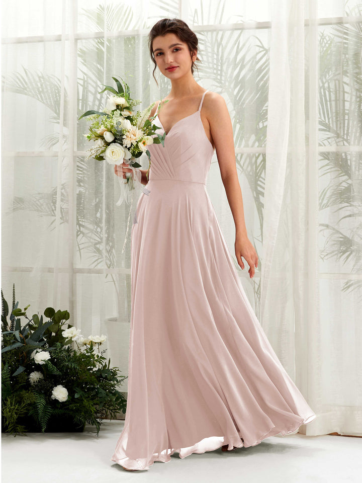 Biscotti Bridesmaid Dresses Bridesmaid Dress Chiffon Spaghetti-straps Full Length Sleeveless Wedding Party Dress (81224235)