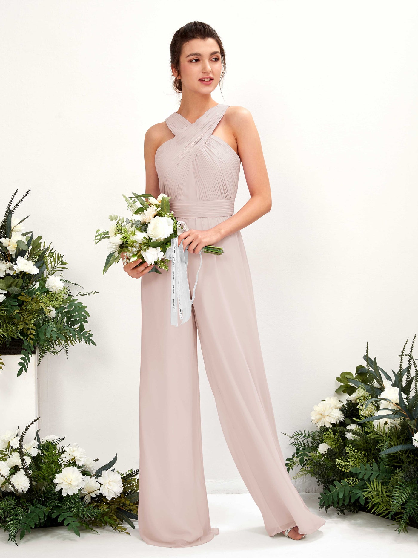 Biscotti Bridesmaid Dresses Bridesmaid Dress Chiffon V-neck Full Length Sleeveless Wedding Party Dress (81220735)#color_biscotti