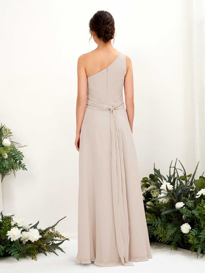Carlyna Trita Sheath Champagne Bridesmaid Dress Maxi Sleeveless One Shoulder Dress Back View #color_champagne