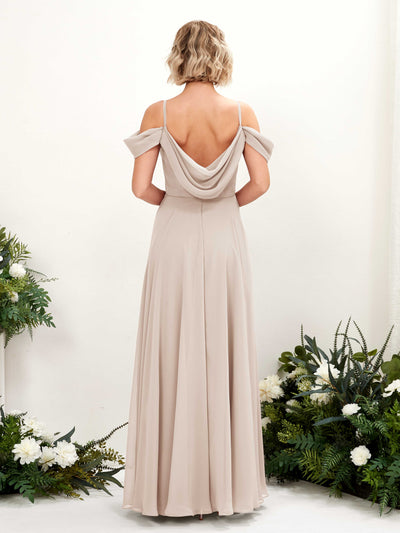 Carlyna Kauku A-Line Champagne Bridesmaid Dress Maxi Sleeveless V-Neck Dress Back View #color_champagne