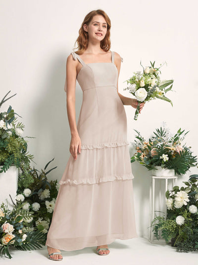 Carlyna Kaiya A-Line Champagne Bridesmaid Dress Maxi Sleeveless Straight Dress Front View #color_champagne