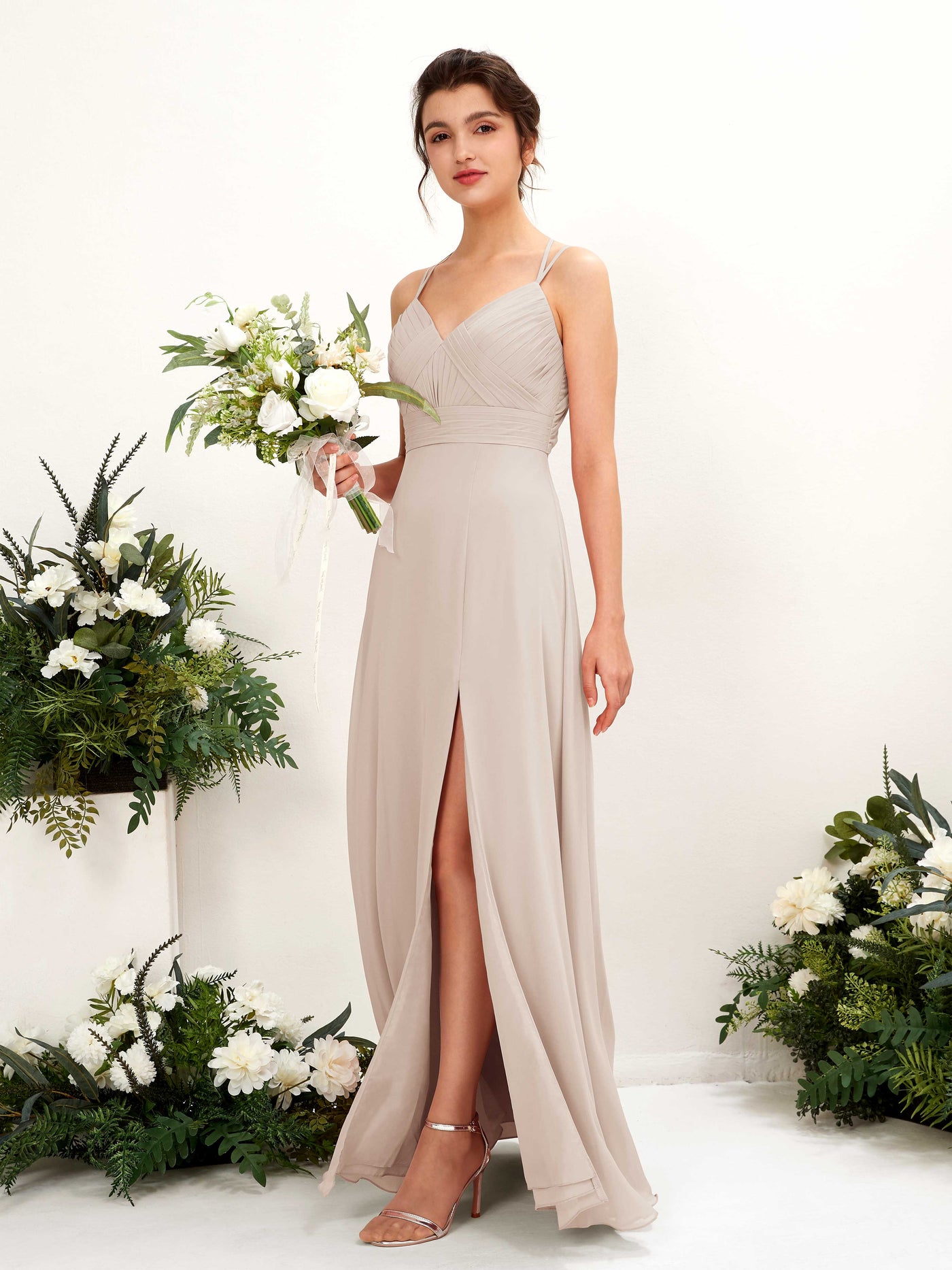 Champagne Bridesmaid Dresses Bridesmaid Dress A-line Chiffon Spaghetti-straps Full Length Sleeveless Wedding Party Dress (81225416)#color_champagne