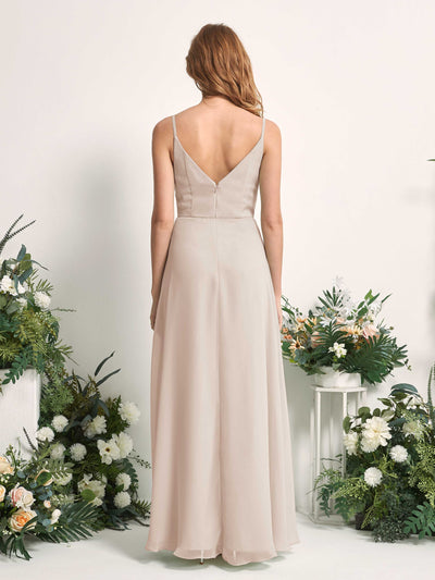 Carlyna Hannah A-Line Champagne Bridesmaid Dress Maxi Sleeveless Sweetheart Dress Back View #color_champagne