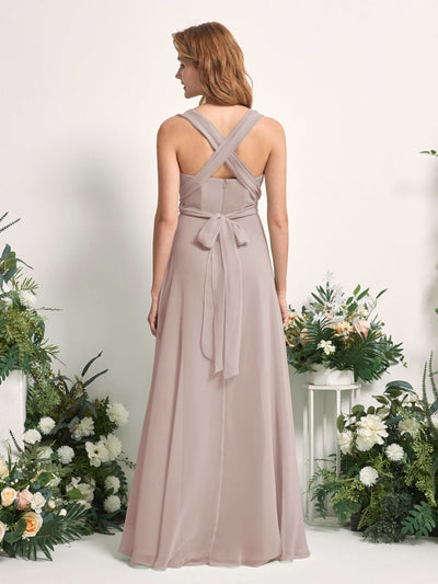 Carlyna Carolyn Convertible Taupe Bridesmaid Dress Maxi Sleeveless Sweetheart Dress Side View 4 #color_taupe