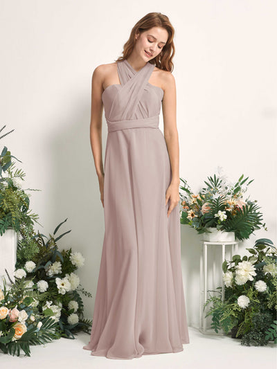 Carlyna Carolyn Convertible Taupe Bridesmaid Dress Maxi Sleeveless Sweetheart Dress Side View 5 #color_taupe