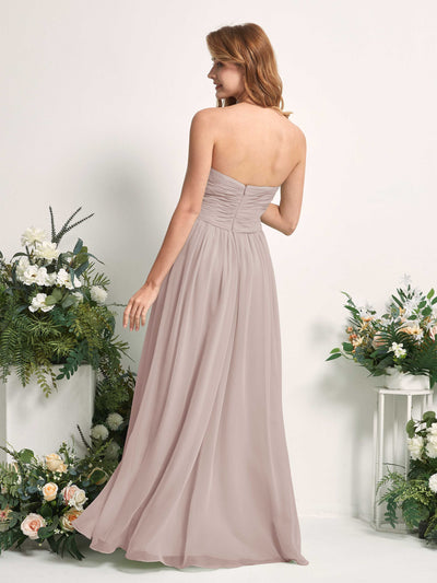 Carlyna Elma A-Line Taupe Bridesmaid Dress Maxi Sleeveless Sweetheart Dress Back View #color_taupe