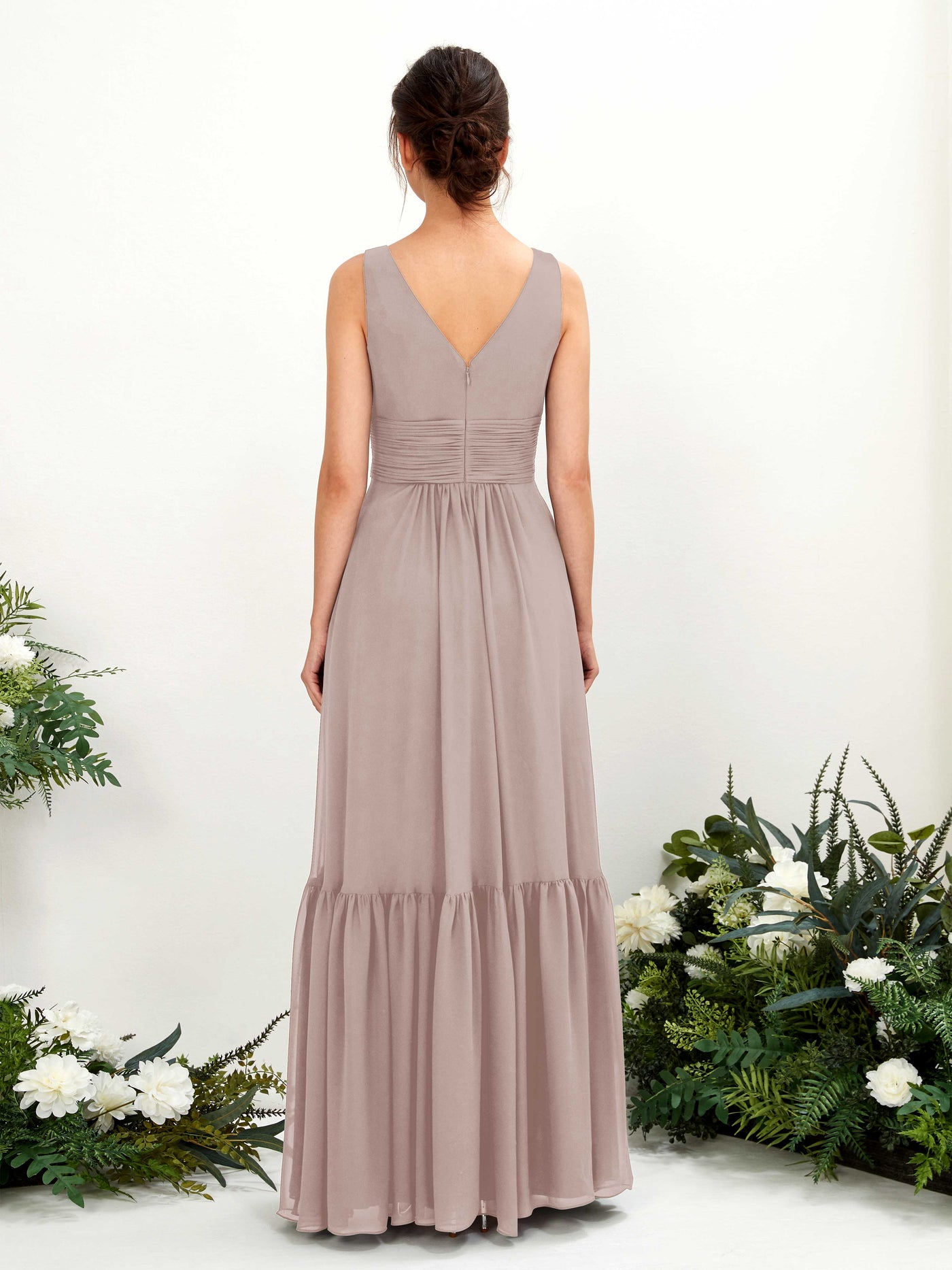 Taupe Bridesmaid Dresses Bridesmaid Dress A-line Chiffon Straps Full Length Sleeveless Wedding Party Dress (80223724)#color_taupe