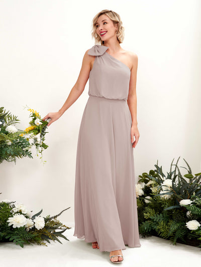 Taupe Bridesmaid Dresses Bridesmaid Dress A-line Chiffon One Shoulder Full Length Sleeveless Wedding Party Dress (81225524)#color_taupe