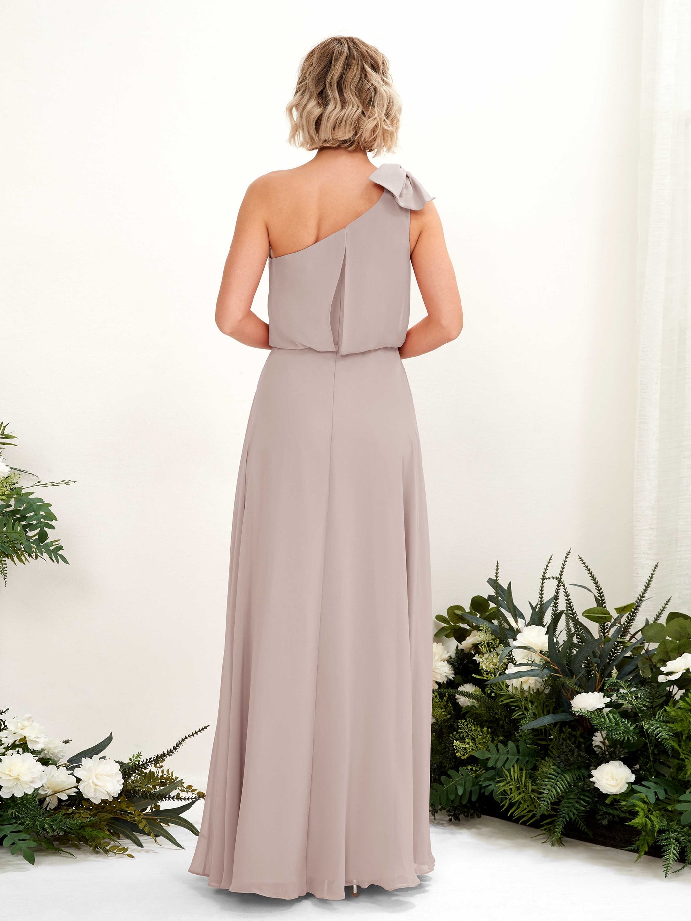 Taupe Bridesmaid Dresses Bridesmaid Dress A-line Chiffon One Shoulder Full Length Sleeveless Wedding Party Dress (81225524)#color_taupe